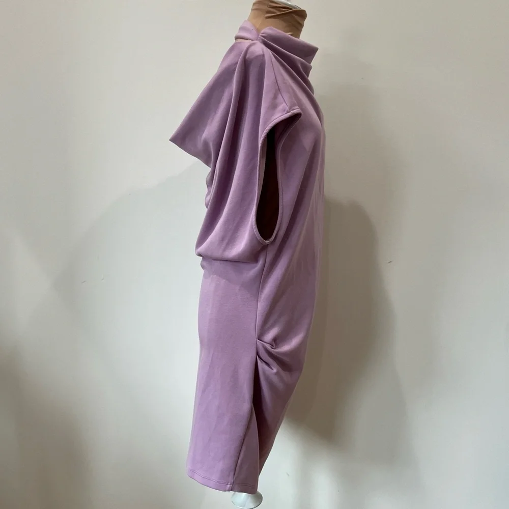 Free People Lilac Purple Open Back Cowl Neck Oversized Mini Dress EUC Size S